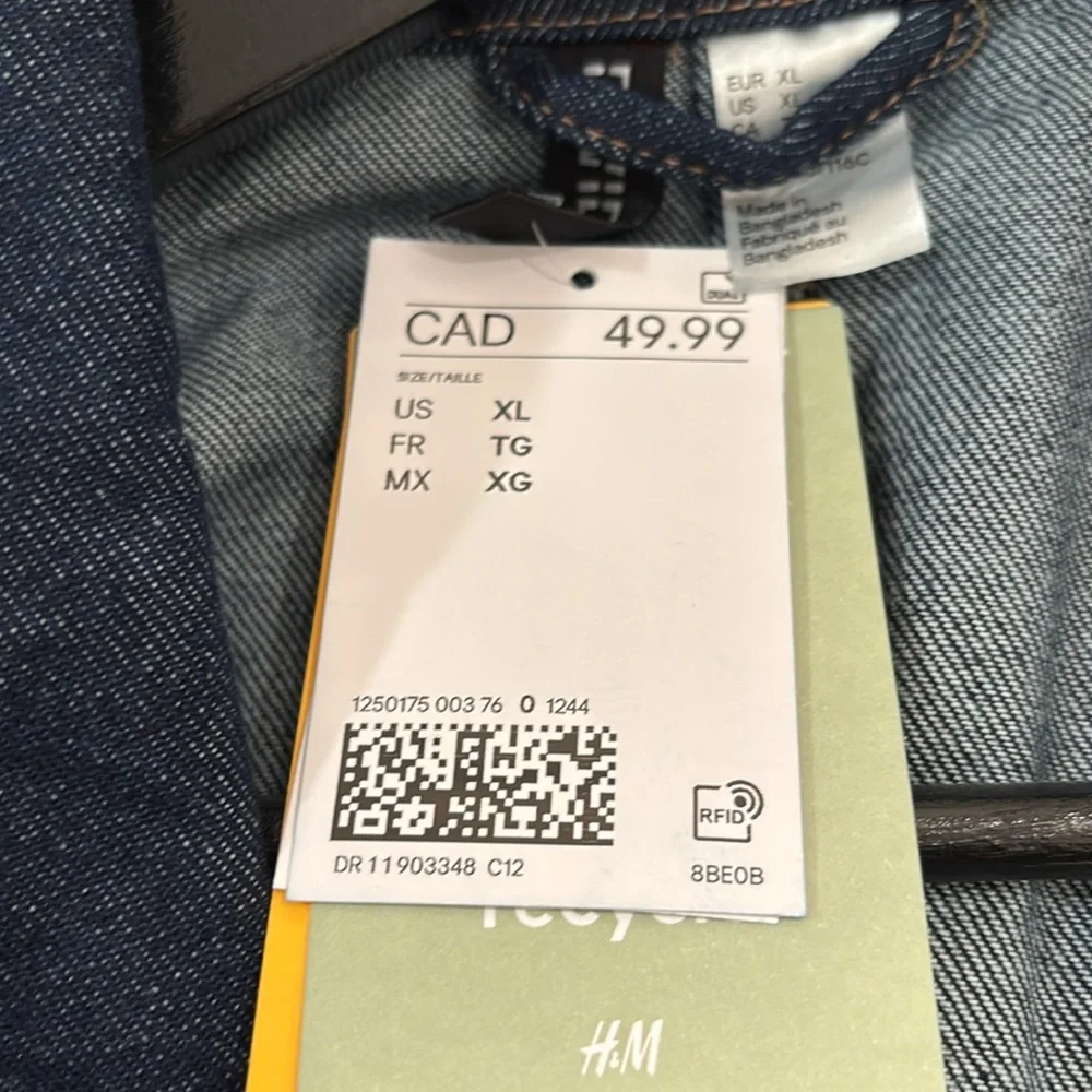 NWT H&M Double Breasted Jean Jacket - Picture 8 of 8
